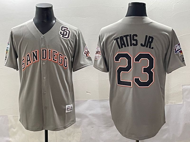 Men 2025 San Diego Padres #23 Tatis jr Grey Throwback Game Nike MLB Jersey style 9